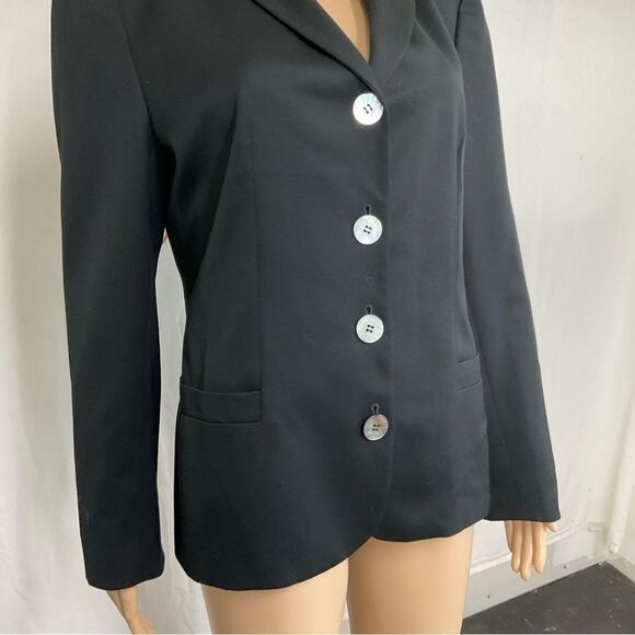VTG Alan Austin Women's Black 100% Wool Classic Blazer Jacket Italy S - Picture 7 of 15